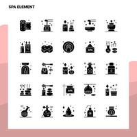 25 conjunto de iconos de elementos de spa plantilla de ilustración de vector de icono de glifo sólido para ideas web y móviles para empresa comercial