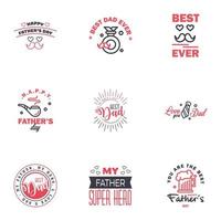 Happy fathers day 9 Black and Pink vintage retro type font Illustrator eps10 Editable Vector Design Elements