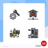 4 iconos creativos signos y símbolos modernos de configuración de dispositivos qa bloqueados elementos de diseño de vectores editables de chat