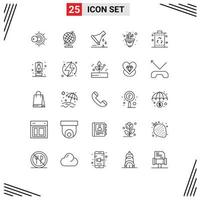 Set of 25 Modern UI Icons Symbols Signs for garbage bin lab glassware flower pot flower Editable Vector Design Elements