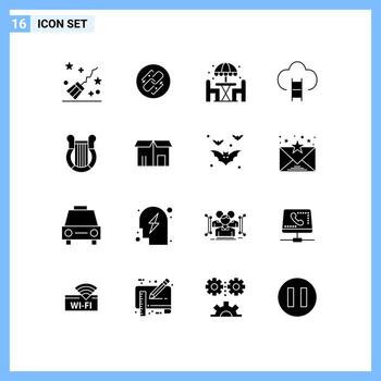 16 Thematic Vector Solid Glyphs and Editable Symbols of prize game link badges table Editable Vector Design Elements