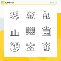 Collection of 9 Universal Line Icons Icon Set for Web and Mobile vector