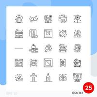 Pictogram Set of 25 Simple Lines of candies print fathers day office farm Editable Vector Design Elements