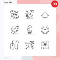 Set of 9 Modern UI Icons Symbols Signs for lamp bulb megaphone clean mirror Editable Vector Design Elements