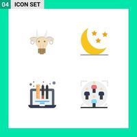 Group of 4 Flat Icons Signs and Symbols for adornment device indian cloud laptop Editable Vector Design Elements