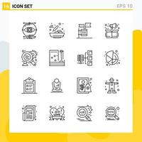 Collection of 16 Universal Line Icons Icon Set for Web and Mobile vector