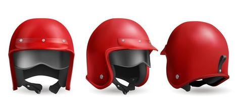 casco de motocicleta rojo con gafas, sombreros de motociclista vector