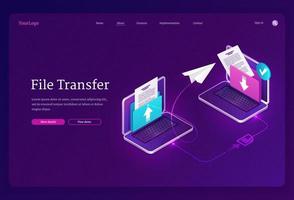 Vector banner of file transfer, exchange documents