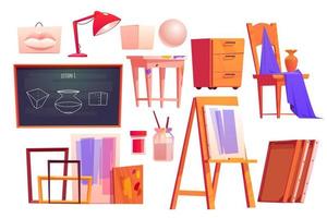muebles de aula de arte, conjunto de estudio de artista vector
