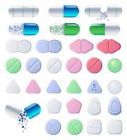 píldoras, tabletas y medicamentos, juego de cápsulas vector