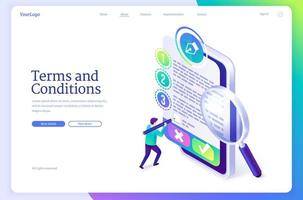 Landing page of terms and conditions vector