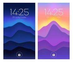 Smartphone lock screen, mobile phone onboard pages vector