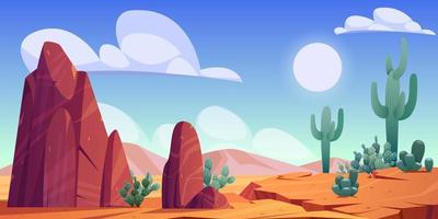 paisaje desértico con rocas y cactus vector