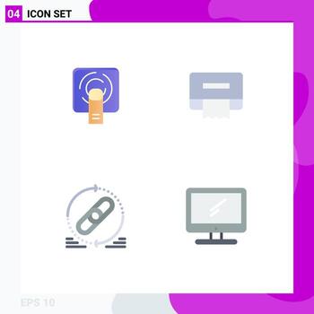 grupo de 4 iconos planos, signos y símbolos para el tejido de la pantalla web del dedo, actualizar elementos de diseño vectorial editables vector