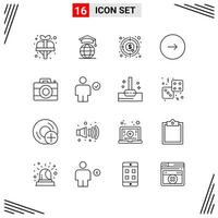 16 Icons Line Style Grid Based Creative Outline Symbols for Website Design Simple Line Icon Signs Isolated on White Background 16 Icon Set vector