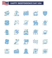25 USA Blue Pack of Independence Day Signs and Symbols of usa shield country american mine Editable USA Day Vector Design Elements