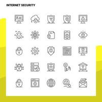 conjunto de iconos de línea de seguridad de internet conjunto de 25 iconos diseño de estilo minimalista vectorial conjunto de iconos negros paquete de pictogramas lineales vector