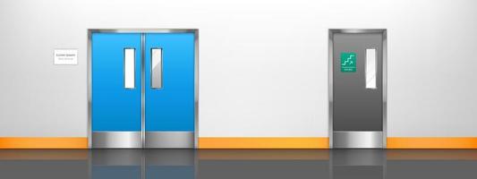 Double doors to hospital room, lab or kitchen vector
