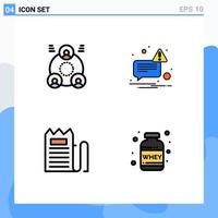 4 Universal Filledline Flat Color Signs Symbols of company invoice people sent price Editable Vector Design Elements