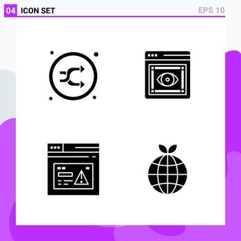 conjunto de 4 iconos en símbolos de glifos creativos de estilo sólido para el diseño de sitios web y aplicaciones móviles signo de icono sólido simple aislado en fondo blanco 4 iconos vector