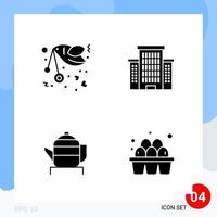 Modern Pack of 4 Icons Solid Glyph Symbols isolated on White Backgound for Website designing vector