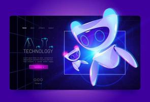Technology cartoon web banner, artificial bot vector