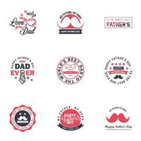 Happy Fathers Day 9 Black and Pink Vector Element Set Ribbons and Labels Editable Vector Design Elements