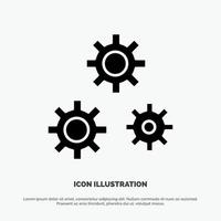 Configuration Gears Preferences Service solid Glyph Icon vector