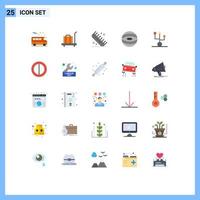 Mobile Interface Flat Color Set of 25 Pictograms of gadget computers comb space jupiter Editable Vector Design Elements