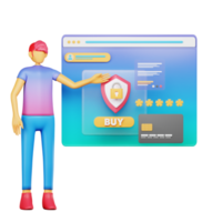 3d character online purchasing payment security png