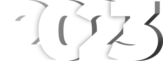 Texto de año nuevo 2023 blanco 3d png