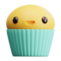 illustration de personnage de cupcake de rendu 3d png