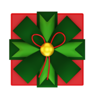 3D Christmas giftbox top view decoration on transparent background. png