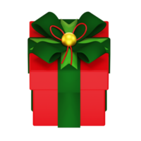 3D Christmas giftbox decoration on transparent background. png