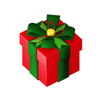 3D Christmas giftbox decoration isolated on transparent background. png