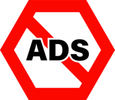 Anzeigenblock-Symbol in roten Farben. Keine Anzeigenzeichen-Schaltfläche. png