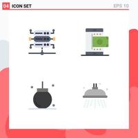 Pack of 4 creative Flat Icons of database celebration mobile shopping decoration Editable Vector Design Elements