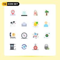 Universal Icon Symbols Group of 16 Modern Flat Colors of tree palm tree bag indian global Editable Pack of Creative Vector Design Elements