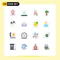 Universal Icon Symbols Group of 16 Modern Flat Colors of tree palm tree bag indian global Editable Pack of Creative Vector Design Elements