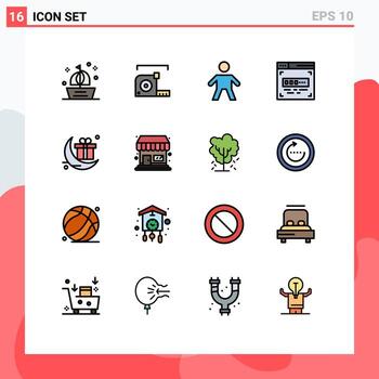 Editable Vector Line Pack of 16 Simple Flat Color Filled Lines of celebration front end development roulette coder people Editable Creative Vector Design Elements