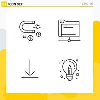 Collection of 4 Universal Line Icons Icon Set for Web and Mobile vector