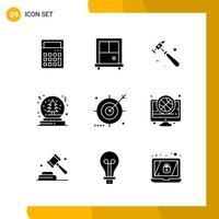 9 Icon Set Solid Style Icon Pack Glyph Symbols isolated on White Backgound for Responsive Website Designing vector