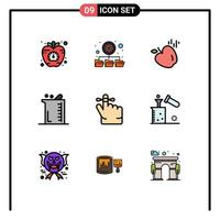 paquete de iconos de vector de stock de 9 signos y símbolos de línea para mantener elementos de diseño de vector editables de bioquímica de química de manzana de laboratorio