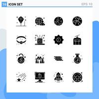 16 Universal Solid Glyph Signs Symbols of bracelet network internet internet planet Editable Vector Design Elements