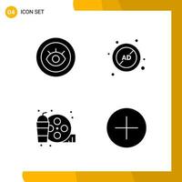 4 Icon Set Solid Style Icon Pack Glyph Symbols isolated on White Backgound for Responsive Website Designing vector