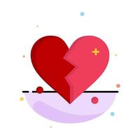 Broken Love Heart Wedding Abstract Flat Color Icon Template vector