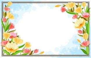 Beautiful Yellow and Pink Flower Border Background vector