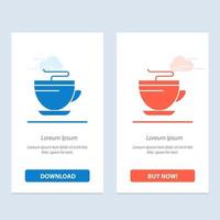 té taza de café limpieza azul y rojo descargar y comprar ahora plantilla de tarjeta de widget web vector