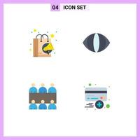 4 concepto de icono plano para sitios web móviles y aplicaciones bolsa mesa compras tarjeta de visión elementos de diseño vectorial editables vector