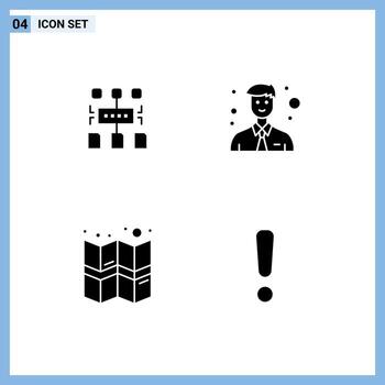 conjunto de iconos de interfaz de usuario modernos símbolos signos para algoritmo mapa documento oficina peligro elementos de diseño vectorial editables vector